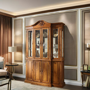 Estantes de Exhibición de Teca Tallada Europea, Románticos, Lujosos, Hechos a Mano, Sostenibles y Duraderos, con 8 Puertas y Tallado de Uvas, para Sala de Estar - Product Image 6