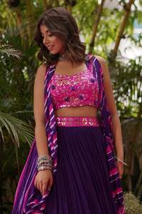 Belle collection Lehenga la plus tendance avec un volant en filet lourd - Product Image 2