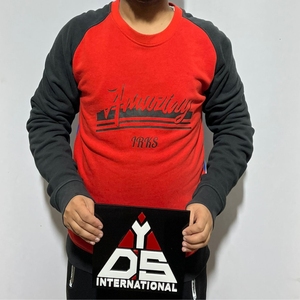 Sweat-shirts pour hommes, impression personnalisée, coupe ajustée décontractée, col rond, manches raglan longues, couleur unie tendance, tissu French Terry, couleur contrastée - Product Image 1