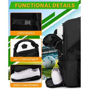 Mochila de fútbol duradera con bolsillo de bola con logotipo personalizado y características de marca para equipos atletas o promociones de clubes - Product Image 6