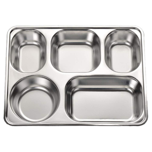FOURNISSEUR EN GROS COMPARTIMENTS DE MÉNAGE DE CANTINE SCOLAIRE SERVEUR D'ALIMENTS PLATEAU D'ALIMENTATION EN MÉTAL EN ACIER INOXYDABLE ACCESSOIRES DE CUISINE SERVEUR D'ALIMENTS - Product Image 1