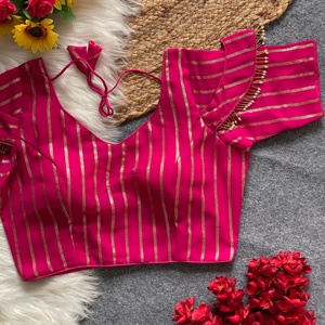 เสื้อเบลาส์คอวีผ้าไหม georgette สวยงามพร้อมแขนตัดที่ไม่ซ้ำกันเปิดหลังสไตล์ฤดูร้อน - Product Image 4