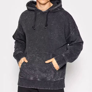 Alta calidad invierno bordado Street Wear hombres ácido lavado sudaderas con capucha pulóver - Product Image 6