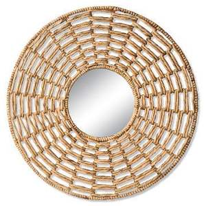 Espejo de pared cuadrado de ratán con marco tejido, perfecto para casas de playa costera, dormitorios Boho chic y cocinas rústicas de granja - Product Image 3