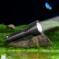 Lampe torche rechargeable USB-C en ABS noir, 2000 mAh, 3W, avec modes forte, faible, stroboscopique et rappel de faible puissance, batterie remplaçable - Vente en gros usine