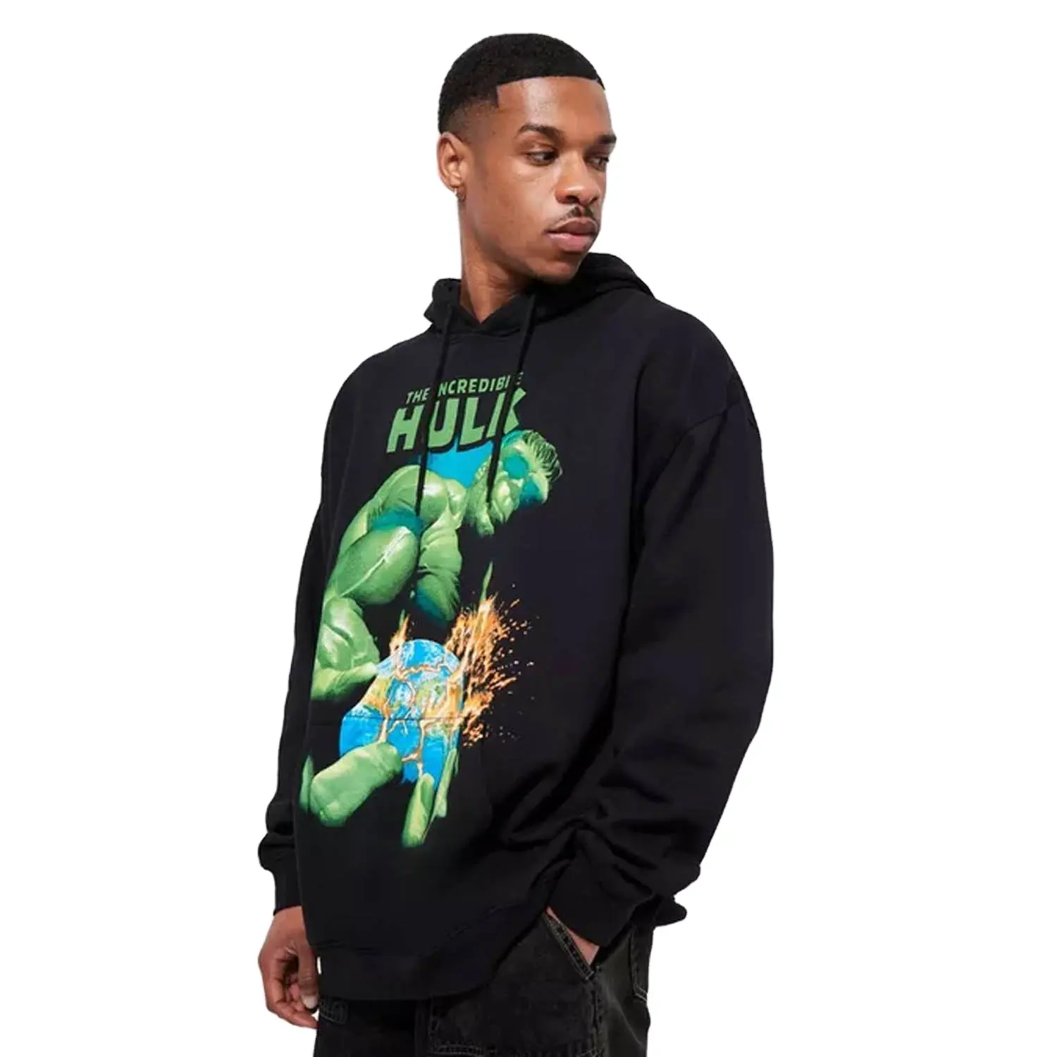 2023 nuevo estilo Streetwear gráfico de gran tamaño Marvel Hulk licencia sudaderas con capucha de algodón pesado al por mayor DTF sudaderas con capucha impresas