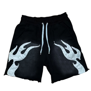 Drawing Summer Custom High Quality Vintage Manufacturer Polyester/Nylon Breathable Elastic Waist <b>Sweat</b> <b>Men</b> Acid Wash <b>Shorts</b> - Product Image 1