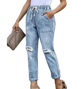 Pantalones vaqueros de cintura alta para mujer, pantalones pitillo de cintura alta, pantalones casuales para mujer, pantalones vaqueros elásticos ajustados para mujer, pantalones de cintura grande 2025 al por mayor - Product Image 6