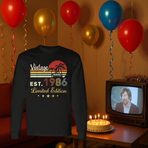 Maglietta promozionale vintage per il 40° compleanno 1986, a maniche lunghe, con decorazione per il 40° compleanno 1986 - Product Image 3