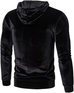 Sudaderas con capucha de terciopelo para hombre, suéter con capucha de manga larga de Color sólido, blusa cálida de invierno a la moda informal - Product Image 1