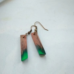 SE CONVIERTE EN MADERA LLAMACIÓN CALIDAD COLGANTES Lámina de oro Negro Resina blanca Pendientes en forma de corazón Cuadrado Redondo Geométrico Resina de madera - Product Image 1