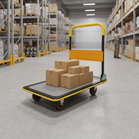 Chariot à plateforme pliable robuste, capacité de charge de 300 kg, quatre roues, chariot à plateforme pour la logistique d'entrepôt et le stockage