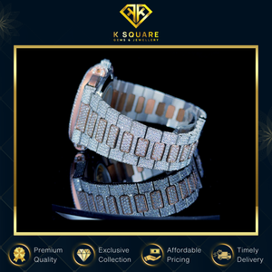 Nouvelle montre de luxe en acier inoxydable VVS avec mouvement automatique à quartz, résistante à l'eau, sertie de diamants en moissanite - Product Image 4