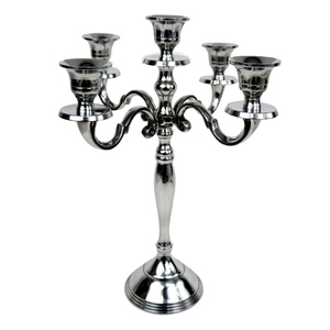 Candelabro de centro de mesa con acabado plateado de 5 brazos de alta calidad, candelabro de pilar de Metal de nuevo diseño, decoración del hogar - Product Image 1