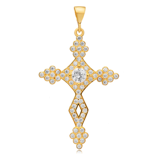 Dainty Cross Design CZ Argent Religieux Charme Pendentif En Gros À La Main Religion Bijoux Fine Collier - Product Image 4
