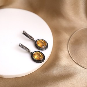 Boucles d'oreilles clous en citrine victorienne, argent sterling 925 plaqué or, bijoux faits à la main, pierre de naissance de novembre, cadeau de fête, vente en gros - Product Image 6