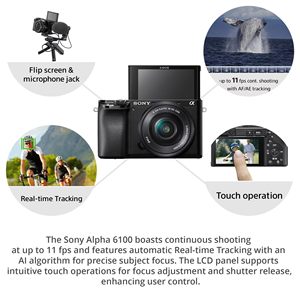 Appareil photo hybride APS-C A6100 d'occasion avec objectifs 16-50 mm et 55-210 mm, 2 cartes SD et kit d'accessoires - Product Image 6
