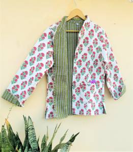 แจ็กเก็ตผ้าฝ้ายบุนวมพิมพ์ลายดอกไม้สำหรับผู้หญิงเสื้อแจ๊กเก็ตลำลองกระดุมเสื้อใส่ได้ทุกฤดู - Product Image 3