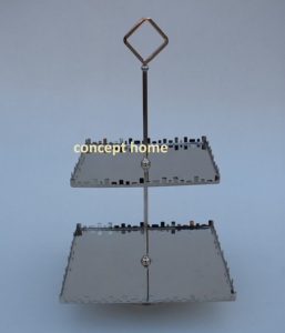 Support à gâteau et plateau à dessert en métal de qualité élégante à 2 étages pour la décoration de fête d'anniversaire - Product Image 4