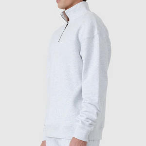 Sweat-shirt polaire à col montant pour homme Pull quart zippé Coupe ample Épaule tombante Manches longues Coupe-vent Respirant Logo personnalisé - Product Image 2