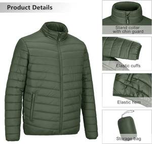 Custom Vintage <b>Thin</b> <b>Puffer</b> Winter <b>Jacket</b> with Stand Collar - Product Image 5