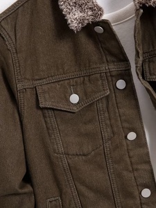 High Street Brown Fur Winter <b>Denim</b> Jacket With Fleece Lining Button Closure Casual Style Regular Fit Windproof Solid Color <b>Coat</b> - Product Image 6