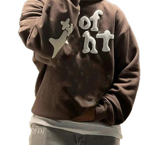 Sweat à capuche personnalisé pour homme, coupe ample et épaisse, épaules tombantes, couleur unie, en molleton polyester/coton 350g, anti-rétrécissement, collection automne - Product Image 1