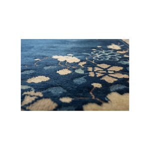 Alfombra de Lana Anudada a Mano Pechino Azul Paem-1520 con Patrón Floral Abstracto para Sala de Estar, Pasillo, Rectangular, Tipo Rompecabezas - Product Image 2
