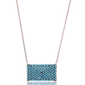 Nano Turquoise pierre Rectangle forme turque fait à la main vente en gros argent pendentif à la mode et élégant fait à la main - Product Image 1