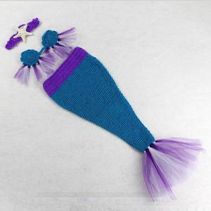 Ropa de Algodón para Fotografía Infantil, Disfraz de Sirena para Estudio con Personaje Echo, Traje Tejido Morado para Sesión de Fotos de Bebés - Product Image 2