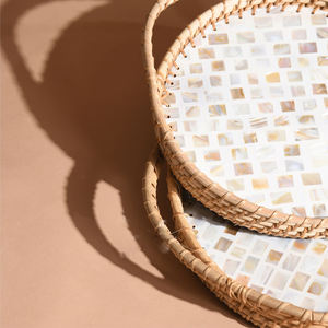 Plateau décoratif en forme de nacre, plateau de stockage des aliments pour hôtel maison restaurant plateau en nacre fait à la main rectangulaire - Product Image 3