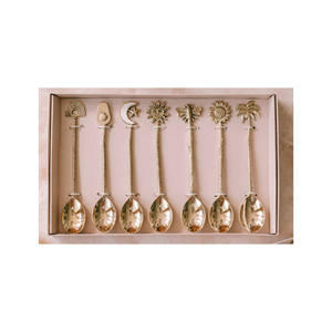 Ensemble de 4 cuillères à dessert en laiton massif pour hôtel à bas prix Ensemble de cuillères à dîner de haute qualité avec vernis et laque - Product Image 2