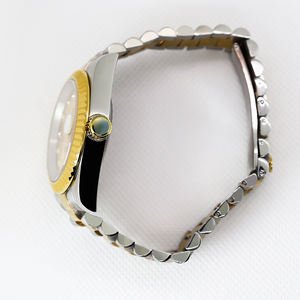 Montre mécanique automatique chronographe réglable en acier inoxydable à deux tons avec pierres précieuses dorées et diamants pour hommes, fournisseur chinois - Product Image 6