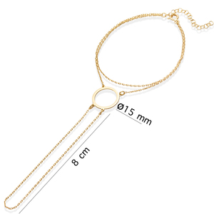 Pulsera de Cadena Chapada en Oro y Rodio con Diseño de Círculo Abierto, Elegante Joyería Turca Hecha a Mano en Plata de Ley 925 - Product Image 2