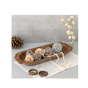 Ensemble de bols décoratifs en bois bio 1 pièce avec cuillère et fourchette de 4 pour articles de décoration de salon - Product Image 6