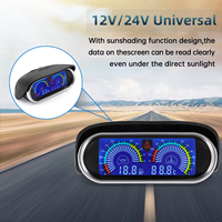 2-in-1 LCD Universal 12v24v Pengukur Tekanan Oli Truk Mobil + Pengukur Suhu Air Set Sensor Meter Indikator Tekanan Oli 10mm