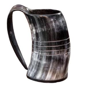 Mug en corne viking traditionnel, fait à la main, corne naturelle, écologique, logo personnalisé, mug à café et à lait pour les voyages, design de luxe - Product Image 1