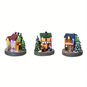 Assortiment de décorations de Noël en forme de maison de 13 cm avec lumières pour la maison Kaemingk, produit 487883 - Product Image 2