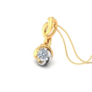 Pendentif solitaire double ton en or 18 ct de 15 cents avec diamant de laboratoire - Product Image 4