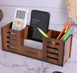 Prix de gros de stylo en bois Stand avec compartiments pour l'organisation de bureau - Product Image 5