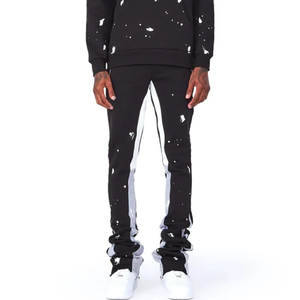 Pantalones de chándal personalizados de alta calidad, pantalones de chándal Acampanados para hombre, pantalones de chándal acampanados con pintura de grafiti de retazos para hombres - Product Image 5