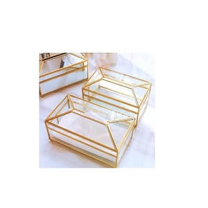 Soporte de latón moderno para servilletas, soporte de pañuelos de vidrio, elegante, para el hogar y mesa, venta personalizada - Product Image 1