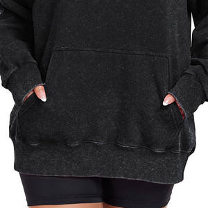Sudadera Extra Grande de Estilo Vintage con Lavado Ácido, 400GSM, Hombros Caídos, Bolsillos Tipo Canguro, OEM, para Mujer, Uso Diario - Product Image 3