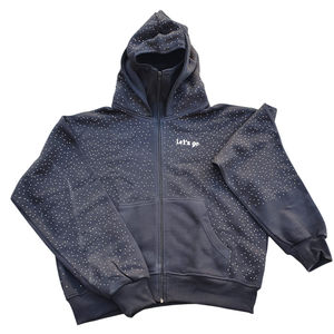 เสื้อฮู้ดซิปแบบคลุมหน้าสไตล์นินจา ประดับคริสตัล ผลิตตามสั่ง ขายส่ง ทรงหลวม ใส่ได้ในฤดูหนาว คุณภาพสูง แฟชั่นทันสมัย ไซส์ใหญ่พิเศษ สำหรับผู้ชาย - Product Image 1