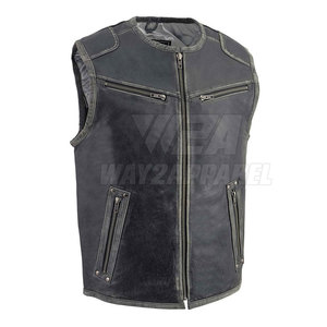Gilet en cuir moto hommes mode personnaliser en gros moto cuir gilet bon matériel sans manches - Product Image 1