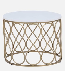 High Quality Modern <b>round</b> Side <b>Table</b> with <b>White</b> Marble Top Metal Accent Center <b>Table</b> for Living Room Home Furniture - Product Image 2