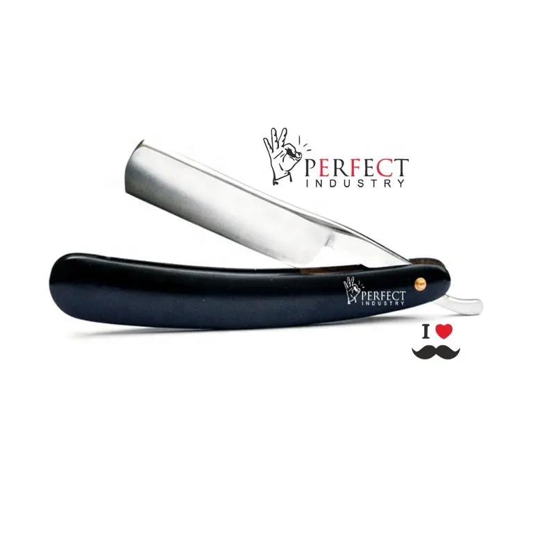 Perfect Industry 2023 Fixed Blade Black Handle Razors Barber Razors personalized Straight Cut Throat Shaving Razors