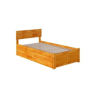 Cama de plataforma de madera maciza tamaño King de diseño tradicional con juego de estribos a juego de estribos Twin XL - Product Image 1