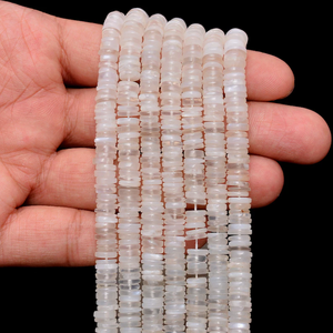 Cuentas espaciadoras lisas Heishi de piedra lunar AAA+ de 6mm-7mm, cuentas redondas de piedra lunar blanca natural semipreciosa para joyería - Product Image 2