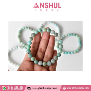 Exhibiting Highest Standard Best Quality Hot Selling Green Color Healing Amazonite Round <b>Gemstone</b> Beaded <b>Bracelet</b> for Sale - Product Image 4